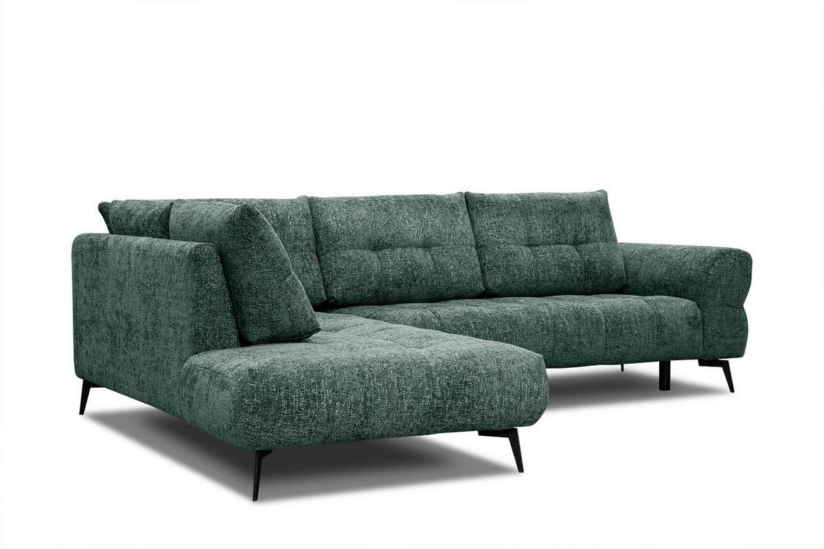 ECKSOFA SALVINI 5-Sitzer, smaragdgrün - Smaragdgrün/Schwarz, Holzwerkstoff/Textil (158/292cm) - Wozimo