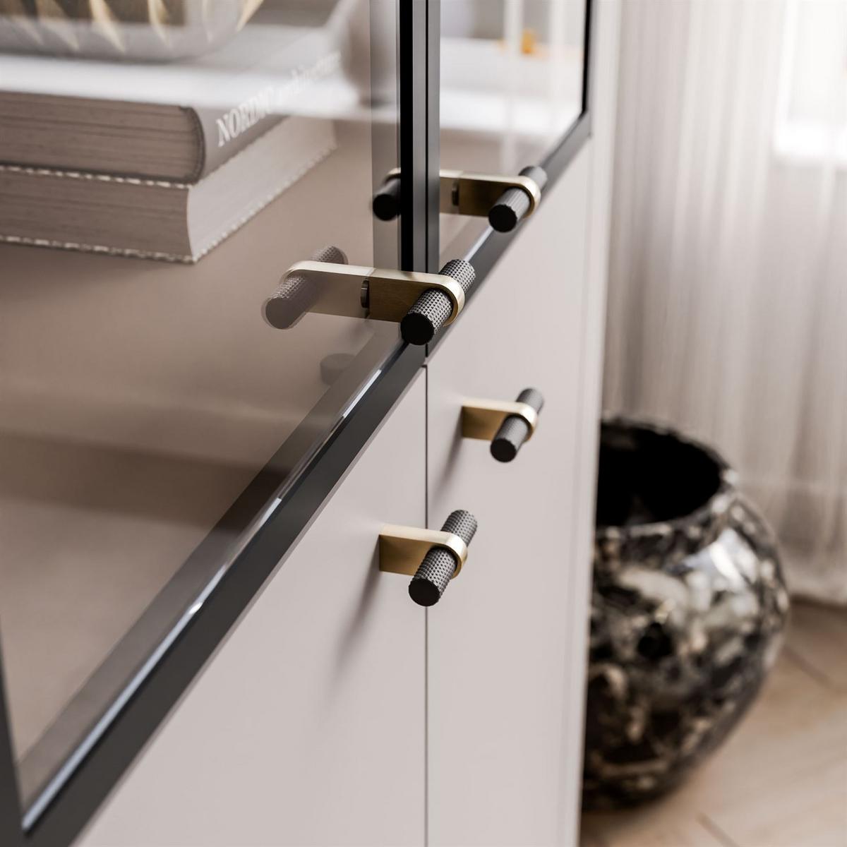 VITRINE ELODIE mit LED-Beleuchtung Kaschmir - Kaschmir, Holzwerkstoff (112/155/40cm) - Lookway