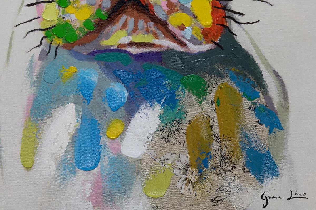 ACRYLBILD HANDGEMALT 70/100 cm - Multicolor/Weiß, Holz/Textil (70/100cm) - KUNSTLOFT