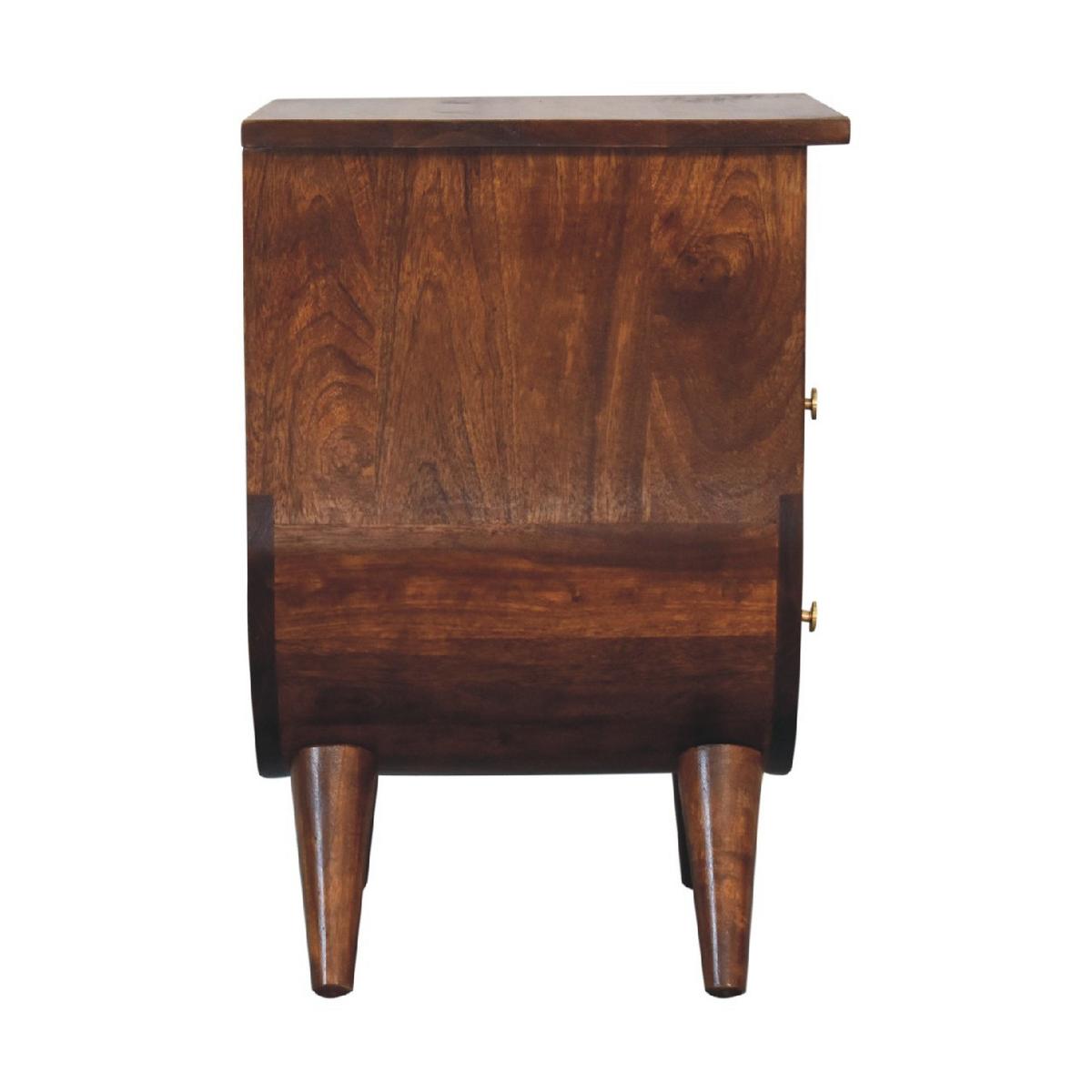NACHTTISCH Split, 1 Schublade, 1 Offenes Fach, Nordische Beine, Dunkelbraun - Kastanienfarben/Messingfarben, Holz/Metall (40/52/35cm) - Artisan Furniture