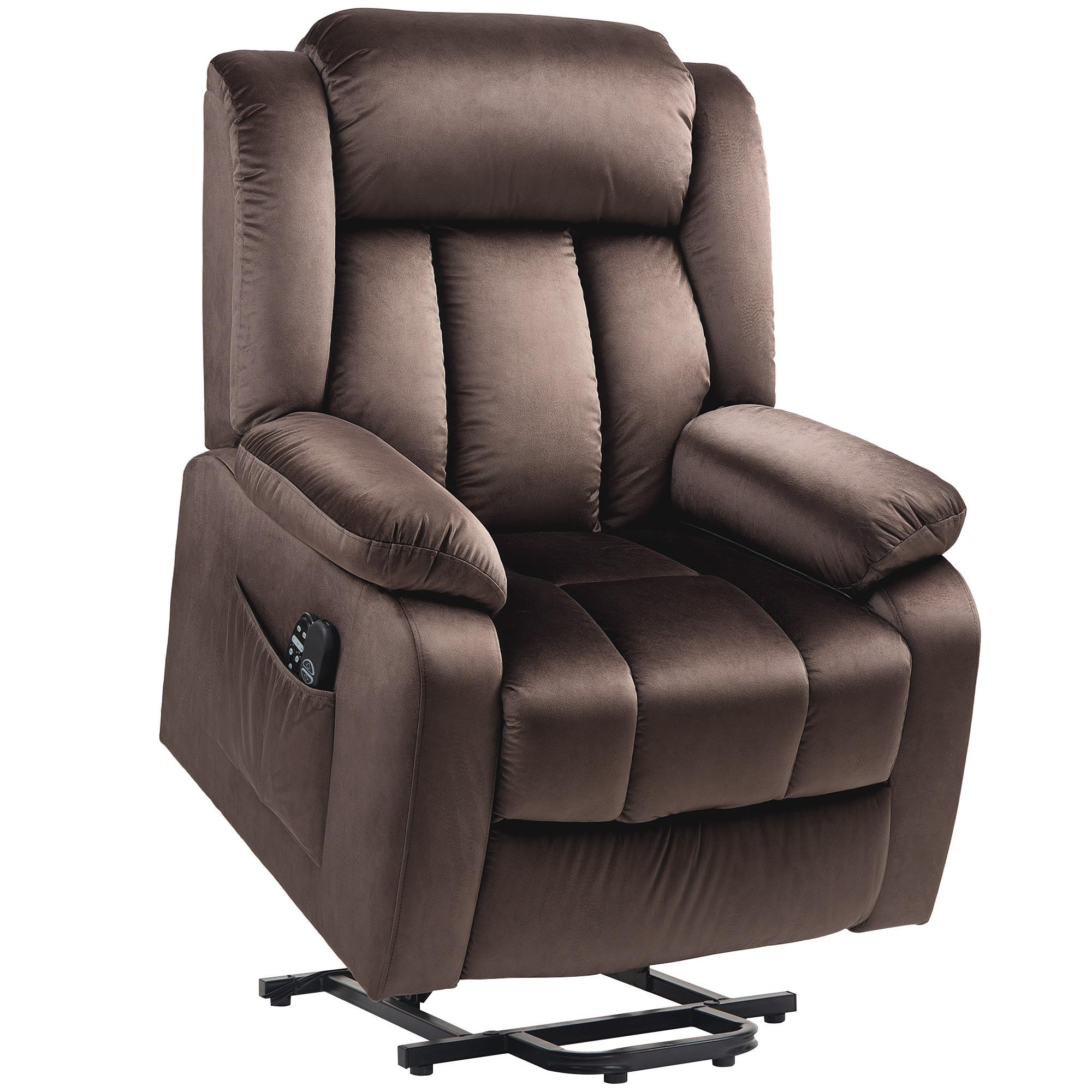 FERNSEHSESSEL mit Aufstehhilfe Relaxsessel mit Liegefunktion, Vibrationsmassage - Schwarz/Braun, Textil/Metall (88/106/95cm) - HOMCOM