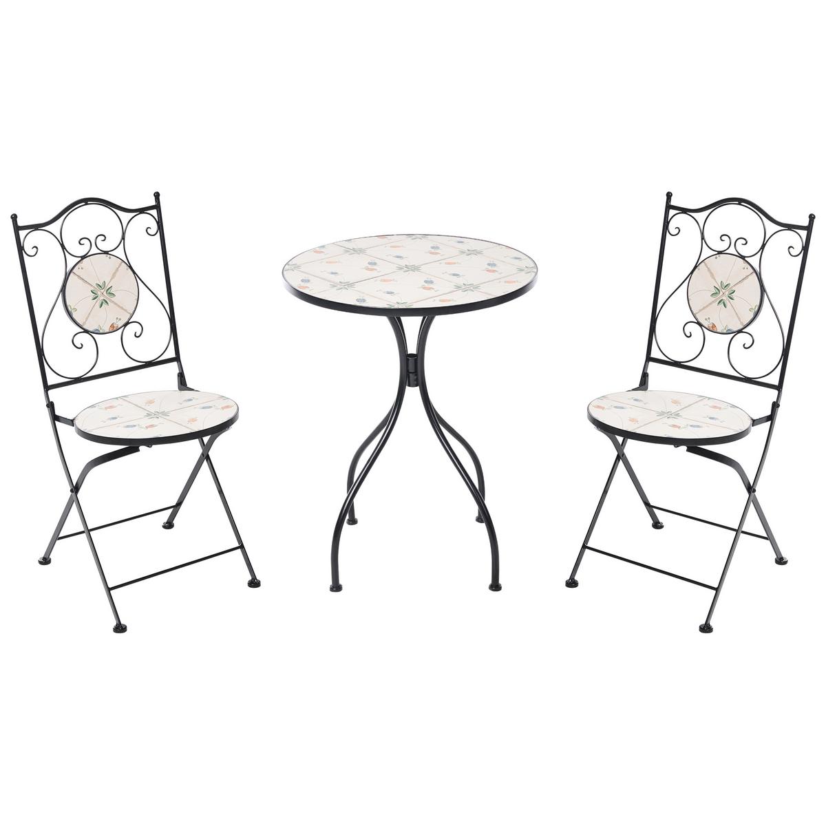 BISTRO-SET Metall Schwarz Carona - Weiß, Metall - Beliani