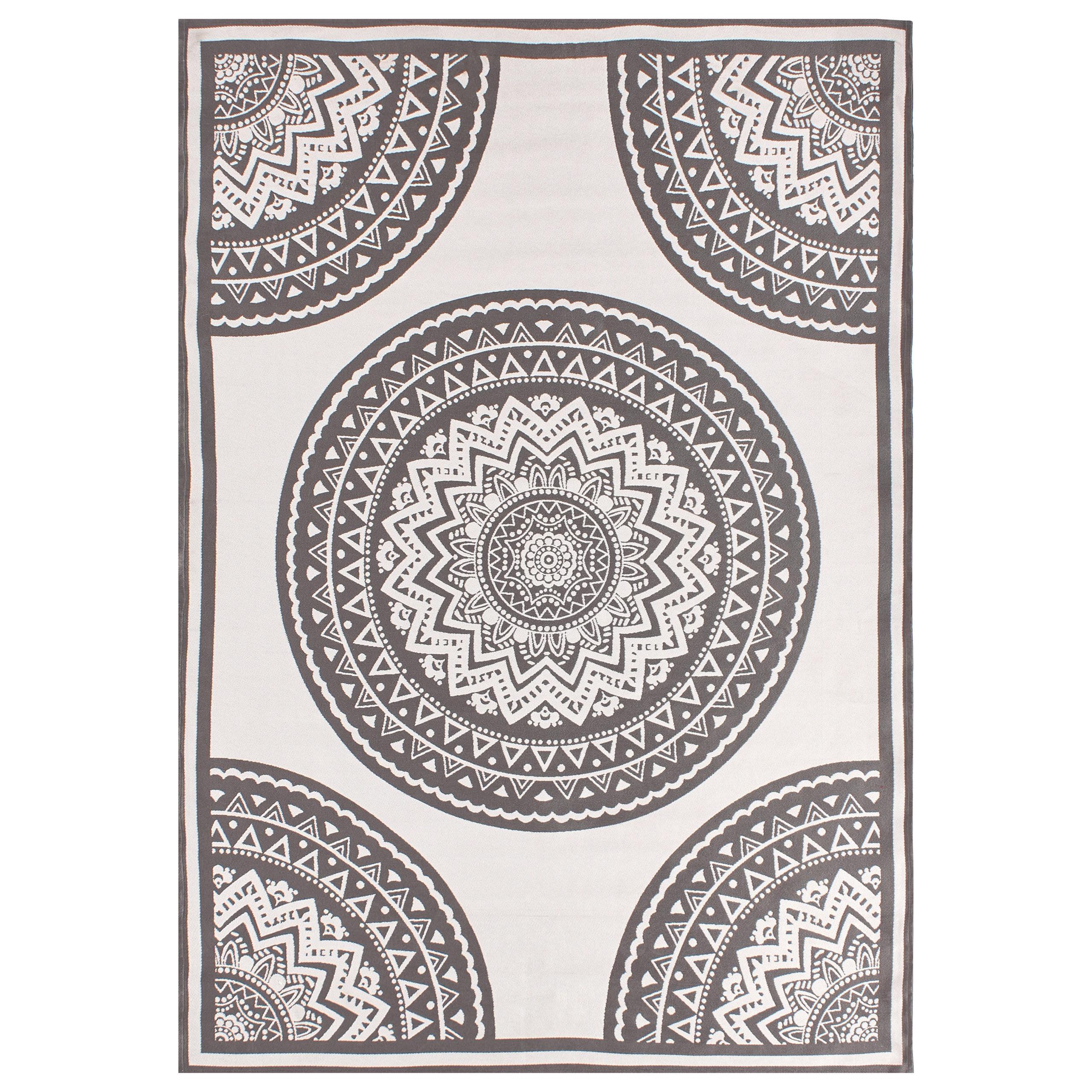OUTDOORTEPPICH Grau 160/230 cm Nellore - Dunkelgrau/Beige, Kunststoff (160/230cm) - Beliani