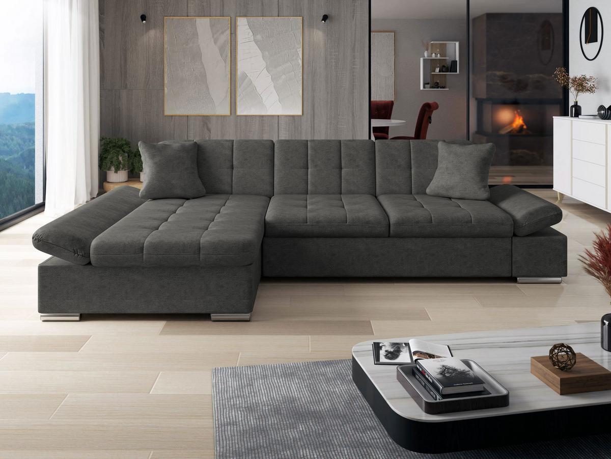 ECKSOFA Montana, Seite: Links - Silberfarben/Grau, Holz/Textil (278/161cm) - MIRJAN24