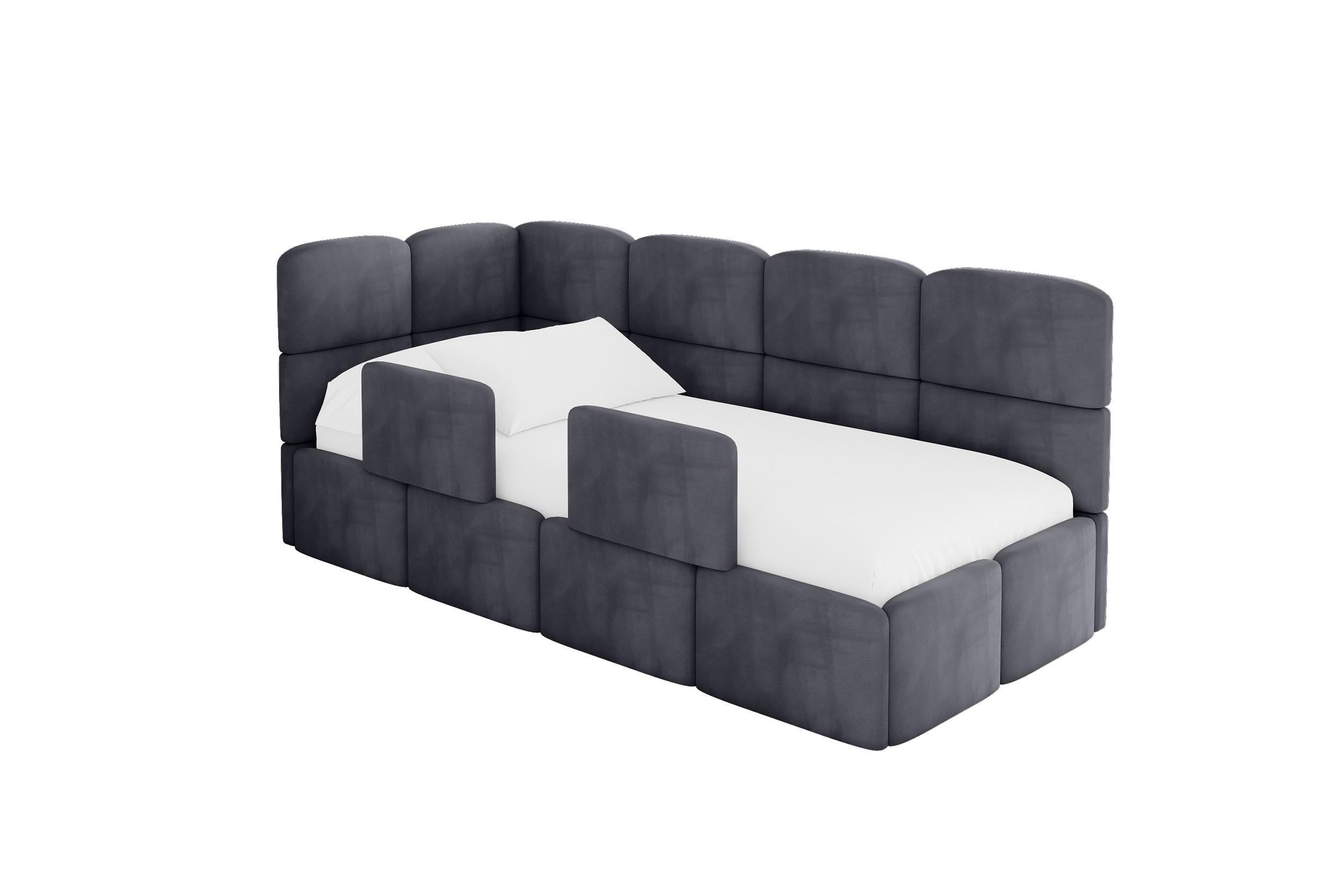 EINZELLBETT Jugendbett mit Bettkasten und Matratze H3/H4, Rechts - KIVY 100x200 Dunkelgrau - Titanfarben, Holzwerkstoff/Textil (100/200cm) - ALTDECOR