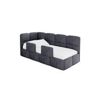 EINZELLBETT Jugendbett mit Bettkasten und Matratze H3/H4, Rechts - KIVY 80x200 Dunkelgrau - Titanfarben, Holzwerkstoff/Textil (80/200cm) - ALTDECOR