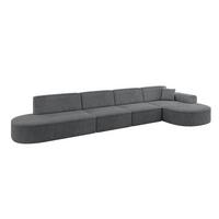 ECKSOFA Ottomane Rechts MARI-L3 - 413x171x79 cm Dunkelgrau Cord - Dunkelgrau/Schwarz, Holzwerkstoff/Kunststoff (171/413cm) - ALTDECOR