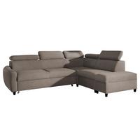 ECKSOFA L Form Olettio Braun 265/205/96 cm Rechts mit Schlaffunktion - Schwarz/Braun, Kunststoff/Textil (265/205cm) - AX Living