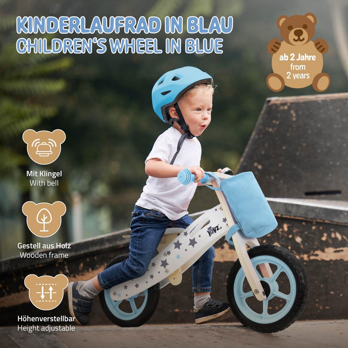 LAUFRAD Blau Holz - Blau, Holz (54cm) - Joyz