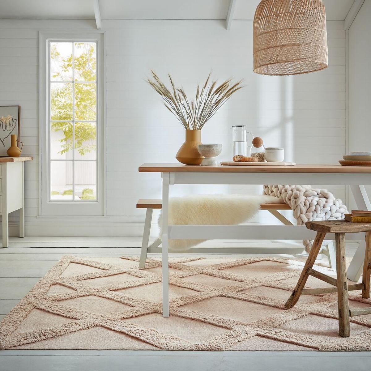 BAUMWOLLTEPPICH handgewebt SILT, geometrisch, Natur, 200 x 290 cm - Beige, Textil (200/290cm) - KADIMA DESIGN
