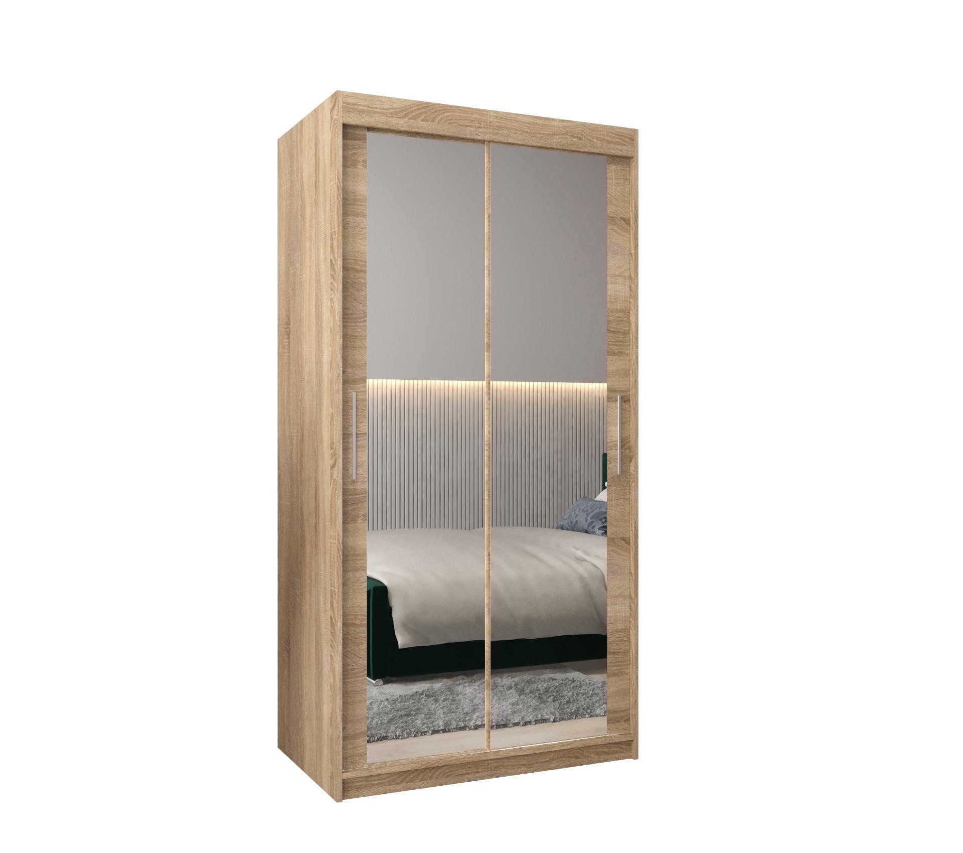 SCHWEBETÜRENSCHRANK 200/100/62 2-türig - Silberfarben/Sonoma Eiche, Holz/Kunststoff (100/200/62cm) - MÖBEL KRYSPOL