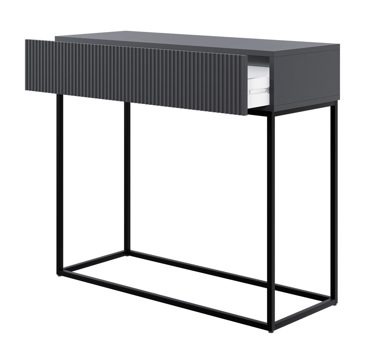 KONSOLENTISCH Veldio Schwarz mit schwarzen Beinen 90 cm - Schwarz, Holzwerkstoff/Metall (35.6/90/79cm) - Selsey