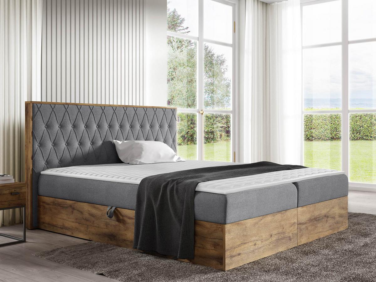 BOXBETT Wood 6 - H3 - Grau, Holz/Textil (160/200cm) - MIRJAN24
