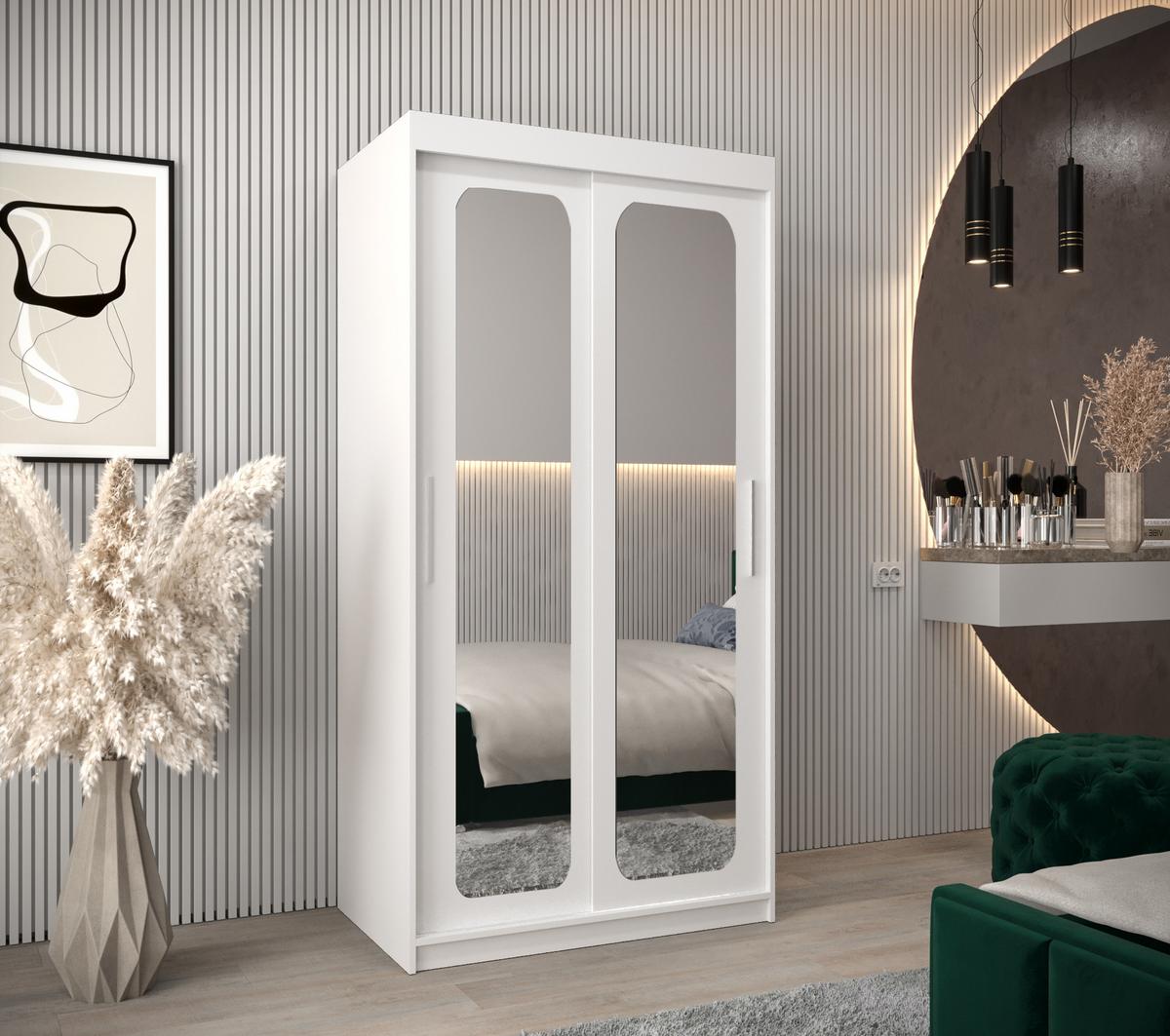 SCHWEBETÜRENSCHRANK 200/100/62 2-türig - Silberfarben/Weiß, Holz/Kunststoff (100/200/62cm) - MÖBEL KRYSPOL