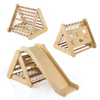 KLETTERDREIECK 4 in 1 Holz - Naturfarben, Holz (64/58/63cm) - COSTWAY