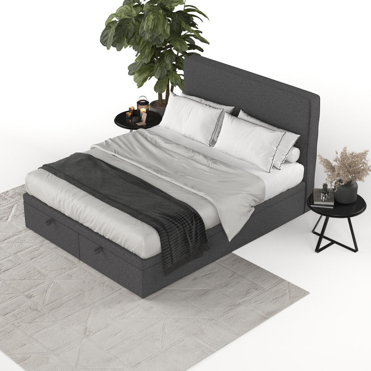 POLSTERBETT Hush mit Stauraum 180/200 cm Anthrazit im Megan Stoff - Anthrazit/Schwarz, Holz/Holzwerkstoff (180/200cm) - AltaBeds