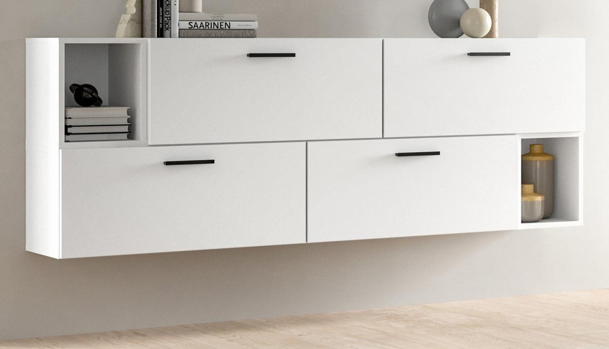 SIDEBOARD weiß 176 cm, Kommode hängend / stehend - Schwarz/Weiß, Holzwerkstoff/Kunststoff (176/65/34cm) - Inn.Furn