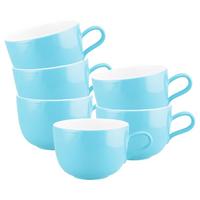 MILCHKAFFEETASSEN Liberty Pure Colors Lagoon Blue 380 ml 6er Set - Blau, Keramik (0.38L) - Seltmann Weiden