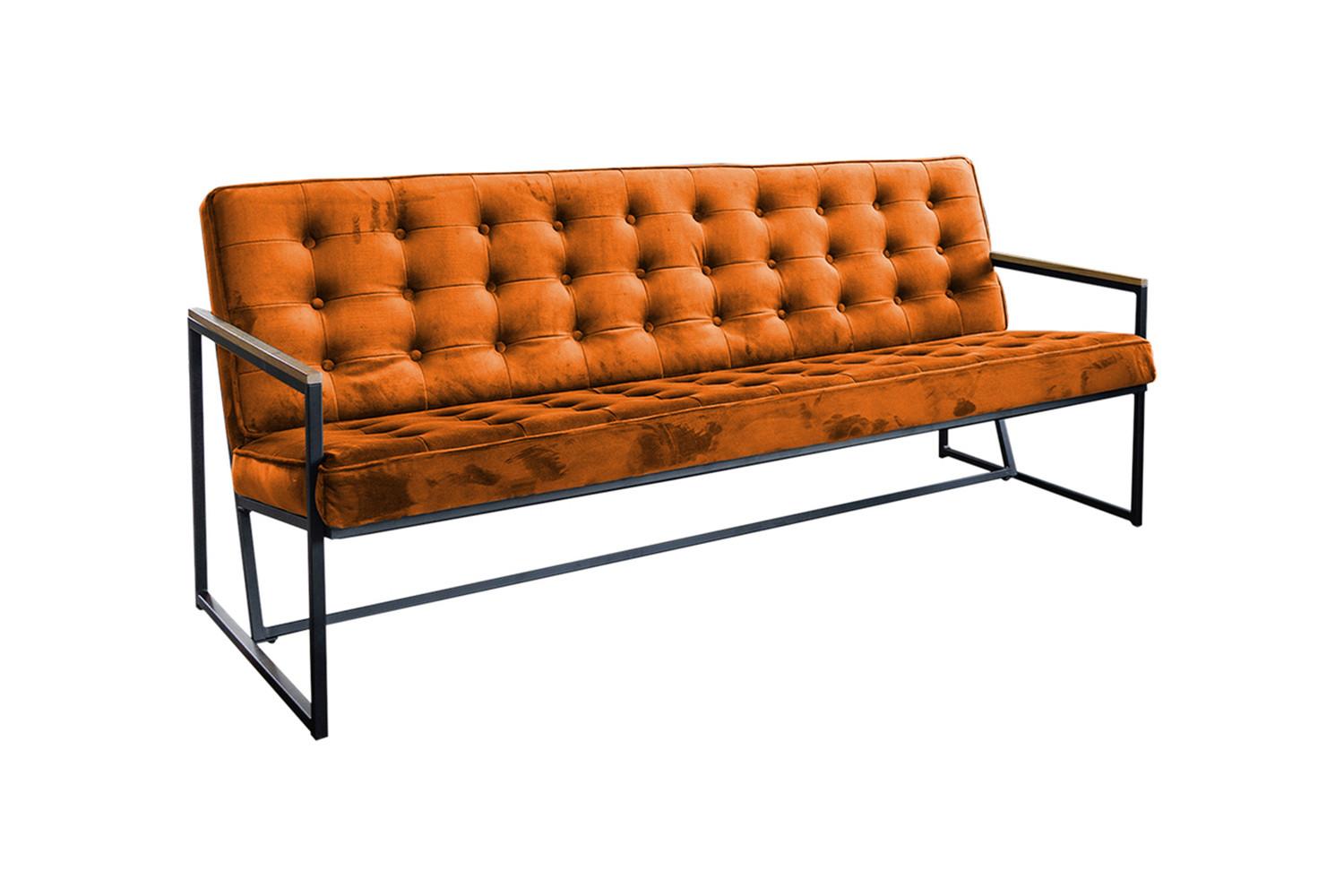 POLSTERBANK ARLY Orange Velvet - Cognac/Orange, Textil (173/80/77cm) - KAWOLA