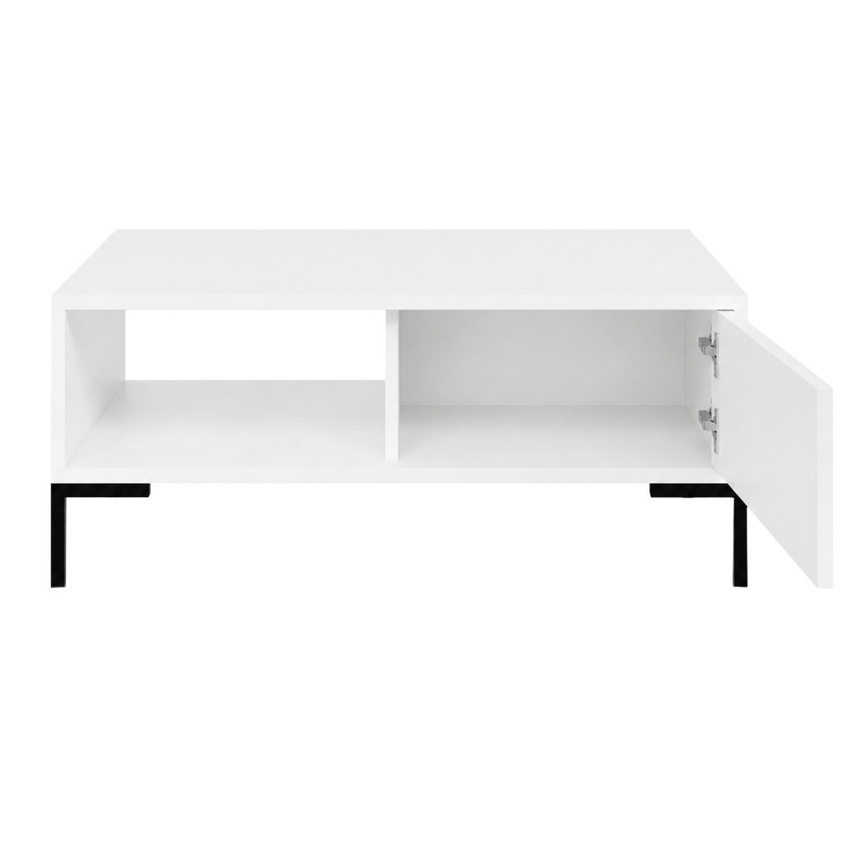 COUCHTISCH Selena mit Schublade und offenem Fach, Metallfüße, Selbstschließer, Weiß, 100x60 cm - Schwarz/Weiß, Holzwerkstoff/Metall (60/100/47cm) - Beautysofa