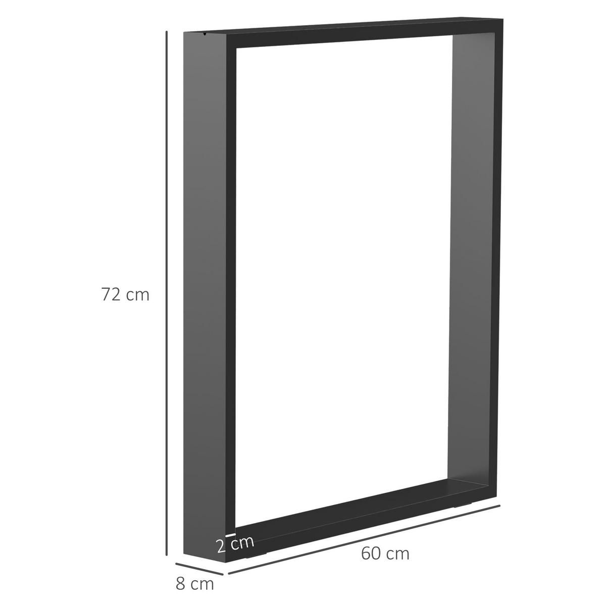 TISCHBEINE, 2er-Set Tischkufen, Möbelfüße aus Vierkantprofilen, 60 x 72 cm Stahl - Schwarz, Metall (8/72/60cm) - HOMCOM
