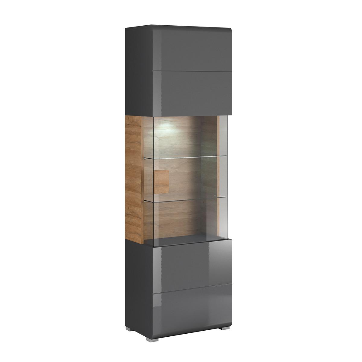 VITRINE Jules Grau und Holz - Grau, Holzwerkstoff (61/204/39cm) - Petits-meubles