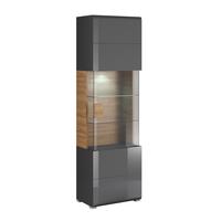 VITRINE Jules Grau und Holz - Grau, Holzwerkstoff (61/204/39cm) - Petits-meubles