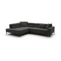 ECKSOFA OHIO Anthrazit Cord - Anthrazit/Schwarz, Textil/Metall (311/219cm) - KAWOLA