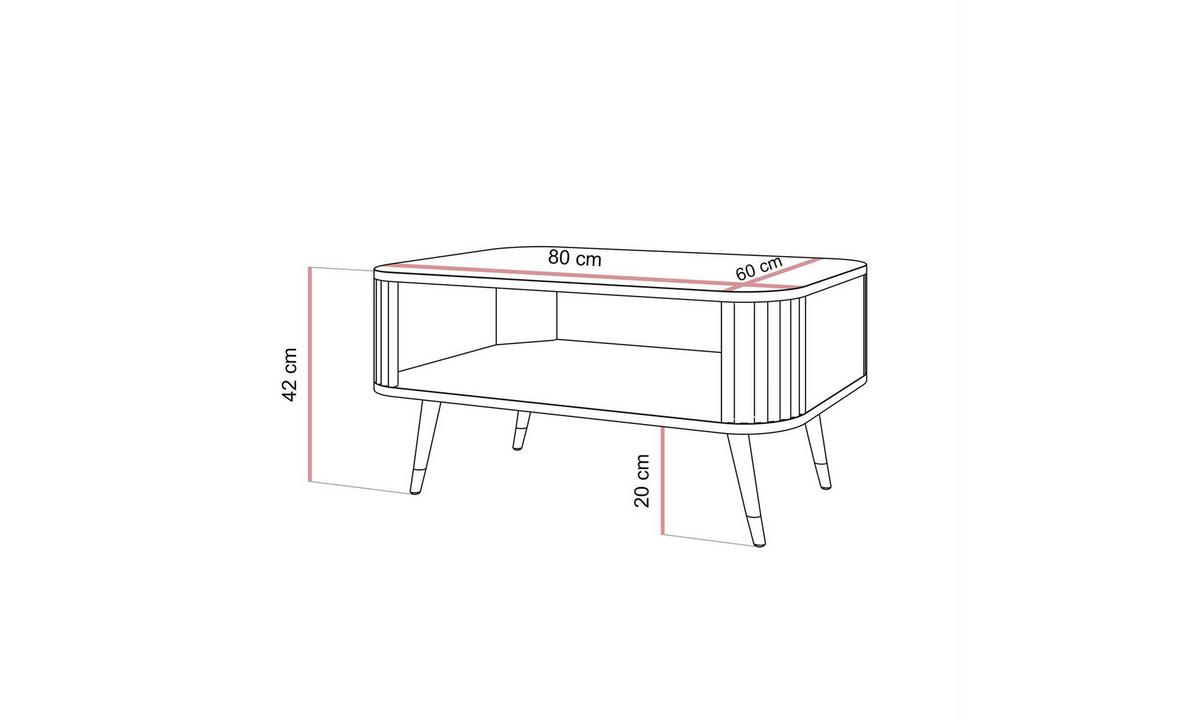 COUCHTISCH YVETTE 80/60/42 cm Kaschmir mit Ablage - Kaschmir/Schwarz, Holzwerkstoff/Metall (60/80/42cm) - Lookway