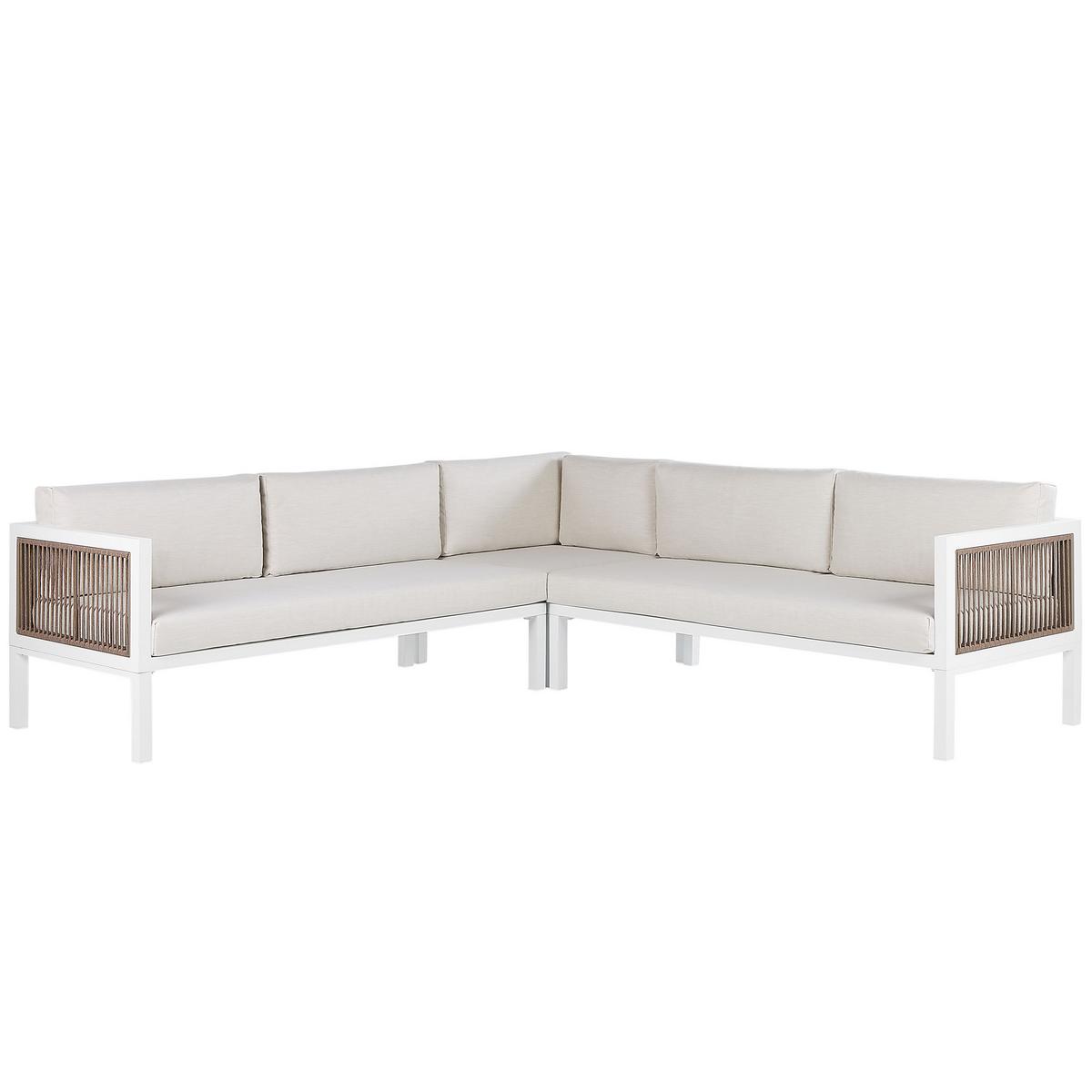 LOUNGE SET 4-Sitzer weiß rechtsseitig Borello - Weiß, Metall - Beliani
