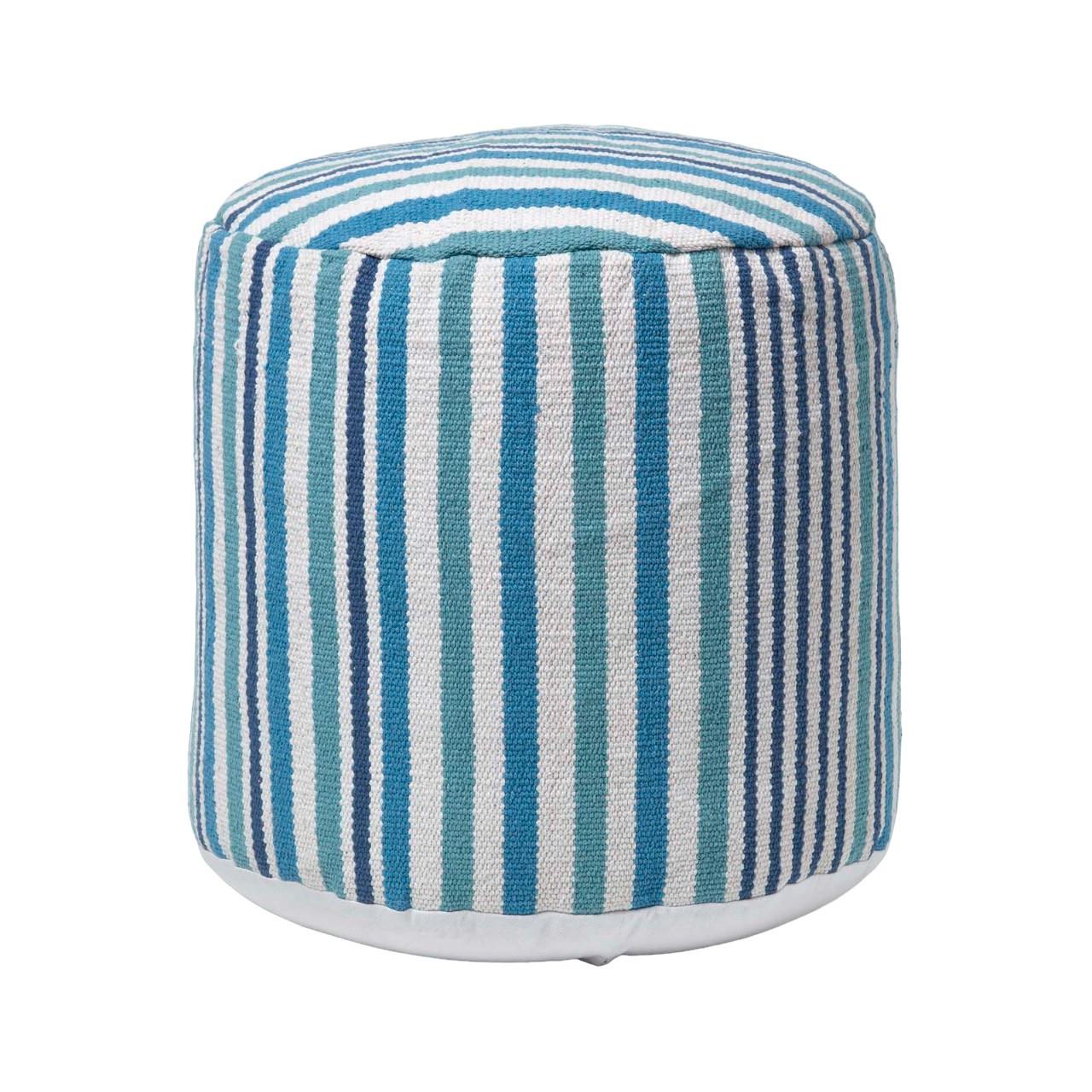 SITZPOUF rund mit blauen Streifen, 40/40/45 cm - Blau, Textil (45/40/45cm) - Homescapes