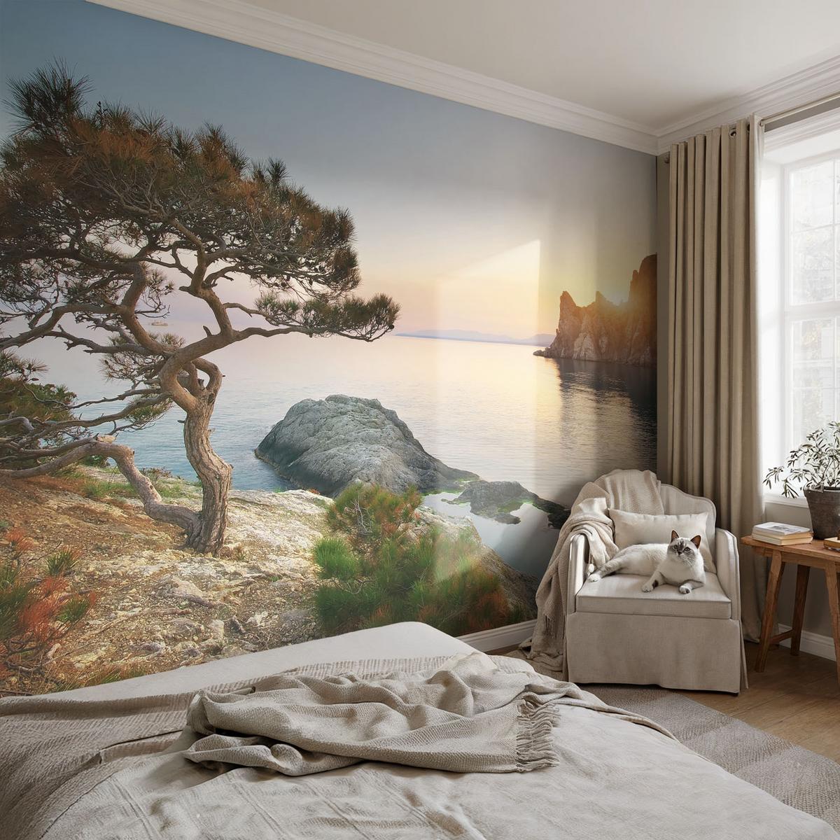 FOTOTAPETE 152x104 cm - Friedliche Natur - Blau, Textil (152/104cm) - Wallfluent