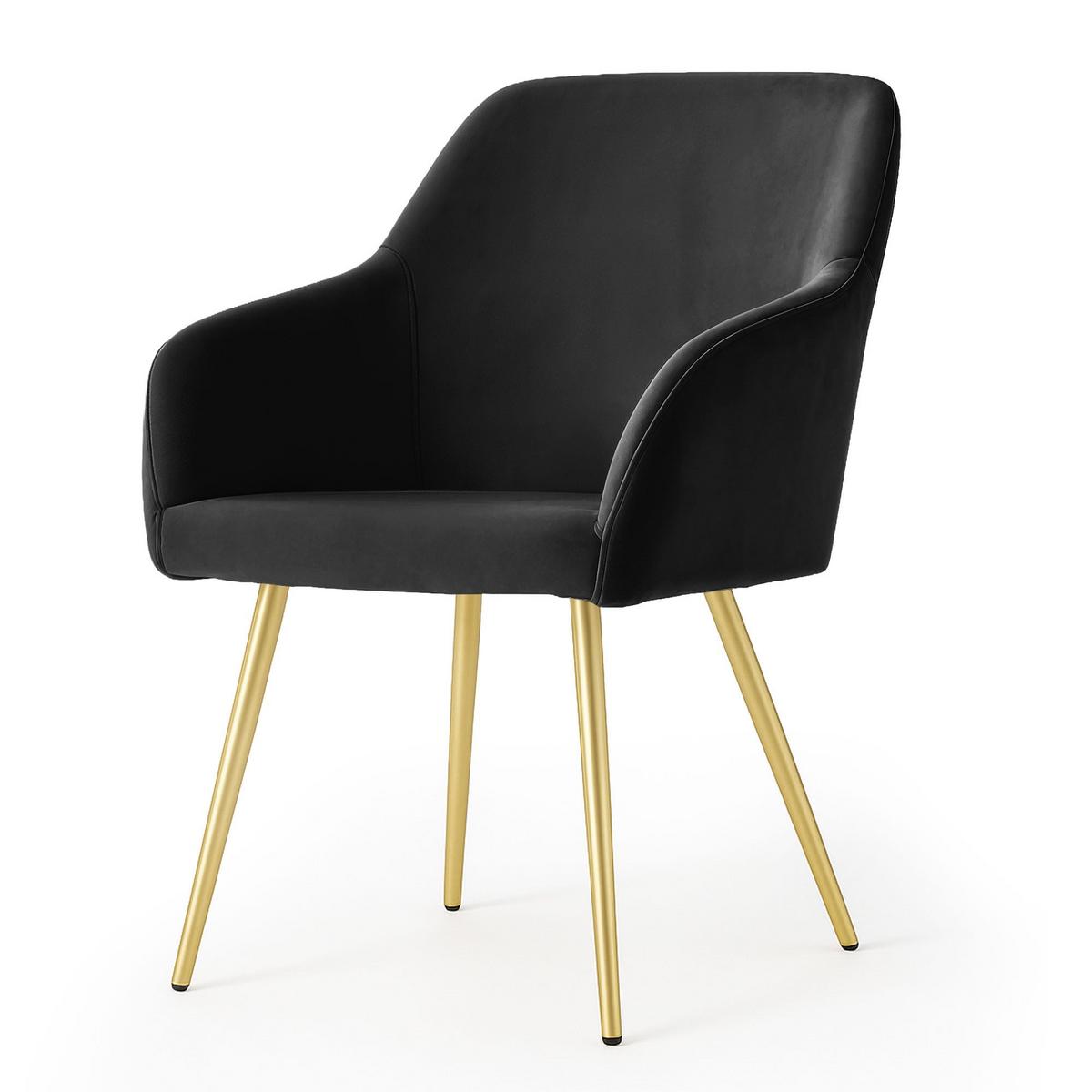 POLSTERSTUHL 2er Set, Metallbeine Schwarz, Gold 54,5/83/58 - Schwarz, Textil (55/83/51cm) - RAUMHIRSCH FURNITURE
