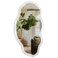 SPIEGEL 90x45 cm asymmetrisch mit Druck - Moderne Textur - Transparent, Glas (45/90/0.4cm) - TULUP