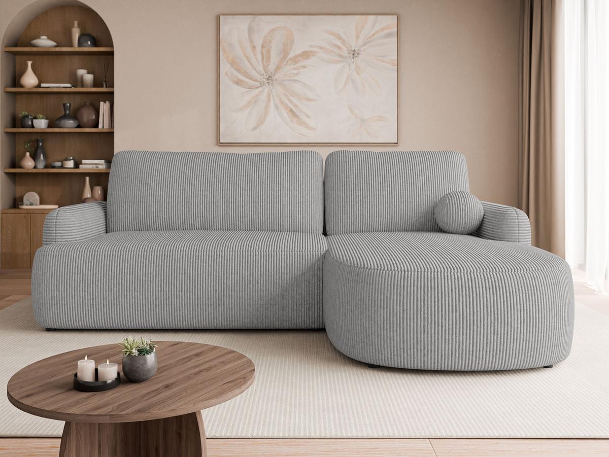 ECKSOFA Loridu Cord, Seite: Rechts - Schwarz/Grau, Holz/Kunststoff (250/174cm) - MIRJAN24