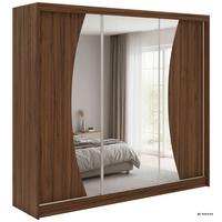 SCHWEBETÜRENSCHRANK 240 - VERONA - Warmia Walnuss mit Spiegel - Walnussfarben/Alufarben, Holzwerkstoff/Metall (240/216/61cm) - MKS