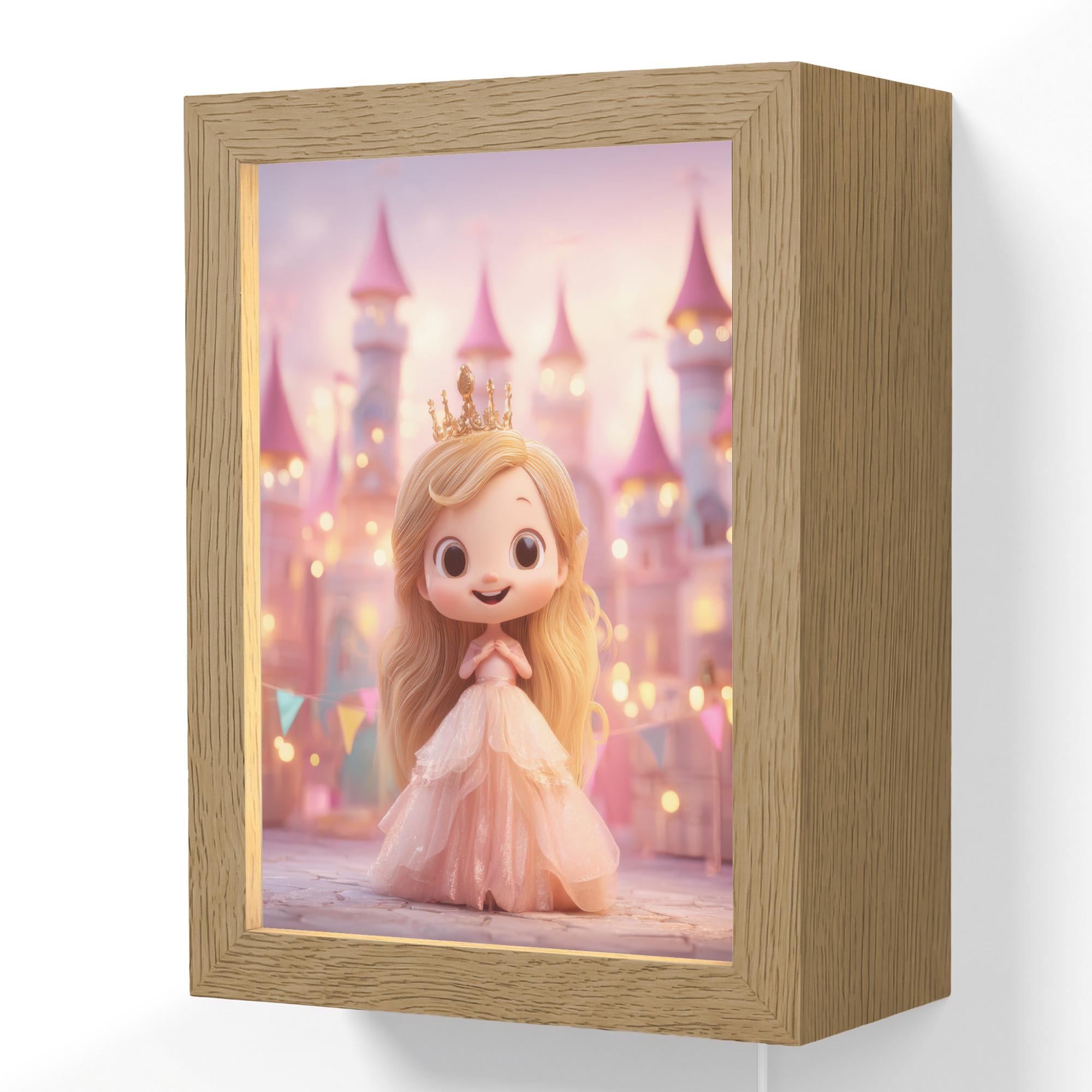 WANDLEUCHTE Prinzessin - Rosa - Schloss 15x20 cm - Rosa, Holzwerkstoff (15/20/8cm) - OnlyWow