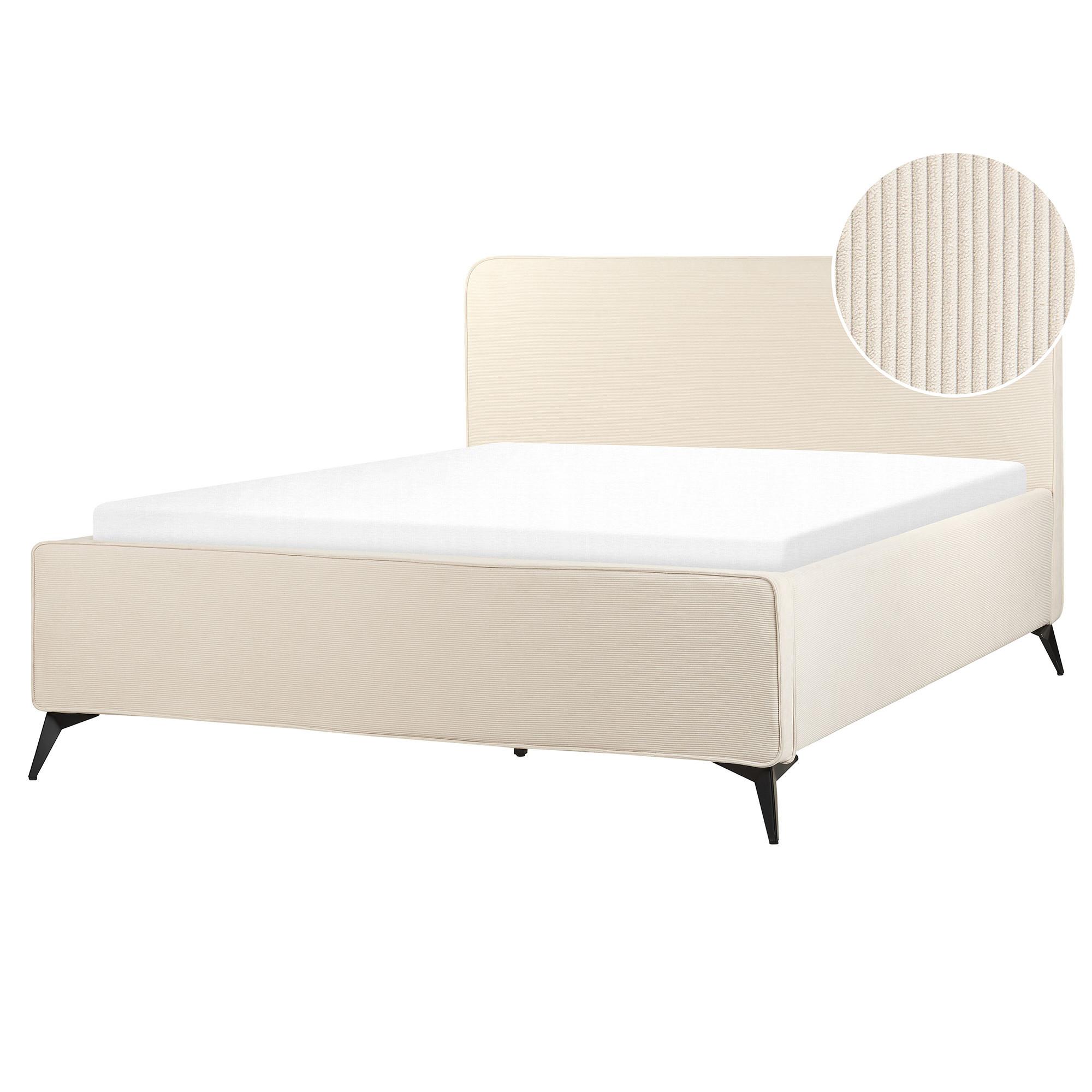 POLSTERBETT mit Lattenrost 160x200 cm Beige Valognes - Beige, Textil (160/200cm) - Beliani
