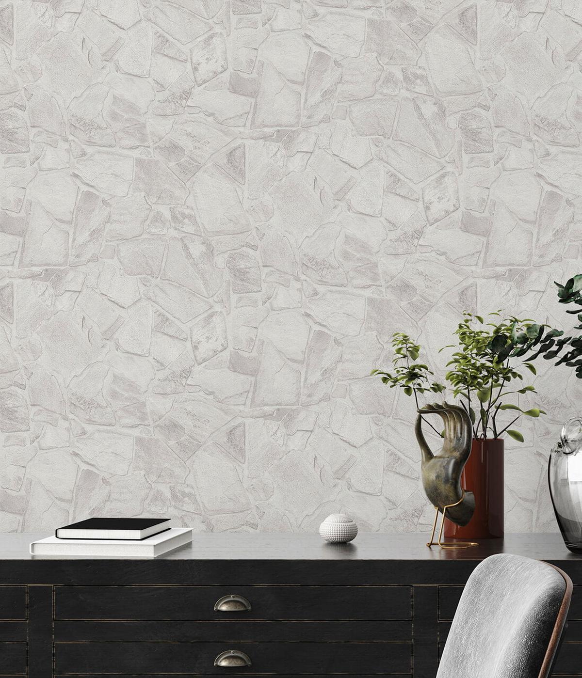 VLIESTAPETE Grau 53/1005 cm - Weiß, Textil (53/1cm) - KUNSTLOFT