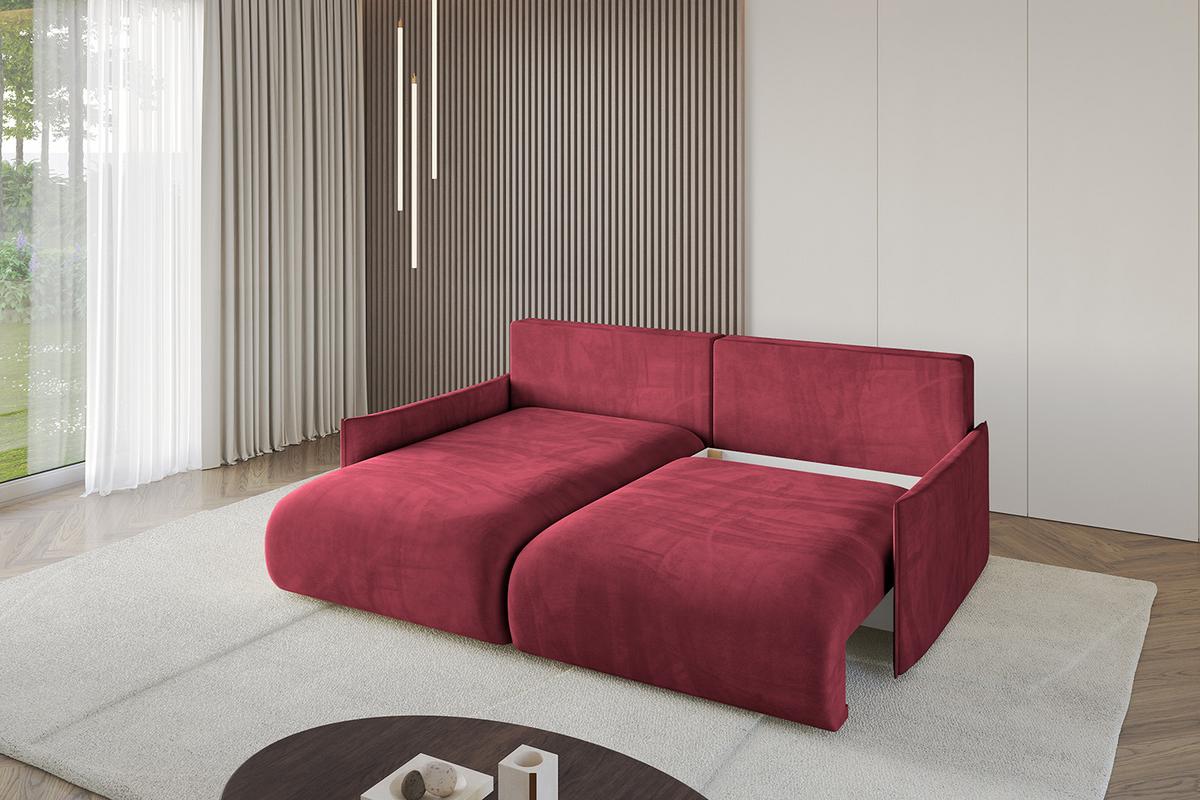 ECKSOFA Ottomane links ONESK-L -v1 216x177x72 Bordeauxrot Velours - Bordeaux, Holzwerkstoff/Kunststoff (216/177cm) - ALTDECOR