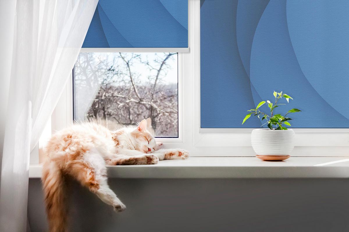 INNENROLLO - Fensterrollo - Rollo - 150x140 cm - Blaue Wellen - Blau, Kunststoff (150/140/0.5cm) - TULUP