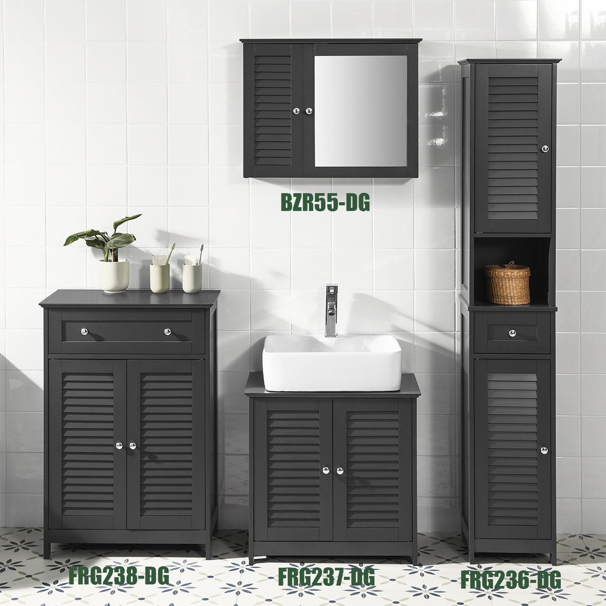 BADEZIMMERSCHRANK Grau - Grau, Holzwerkstoff (60/87/35cm) - SoBuy