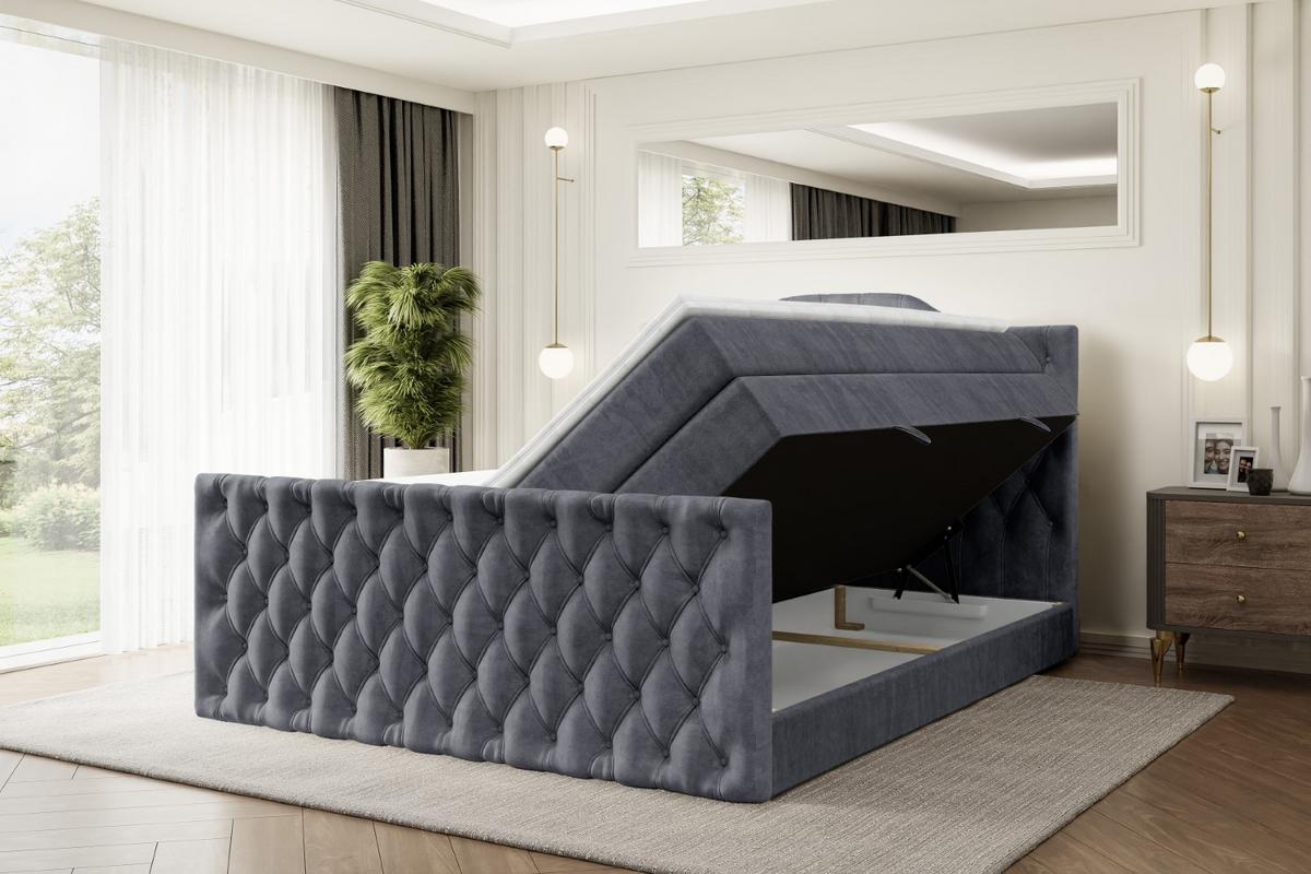 BOXSPRINGBETT VILA-1-Z KING - 140x200 - H3/H4 - Dunkelgrau - Dunkelgrau, Holzwerkstoff (140/200cm) - ALTDECOR