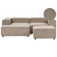 ECKSOFA Modul 3-Sitzer rechtsseitig Hellbraun Cord mit Ottomane Ardal - Hellbraun, Textil (240/180cm) - Beliani