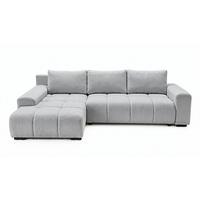 ECKSOFA Ovia mit Bettkasten und Schlaffunktion, Bouclé-Stoff in L-Form - Hellgrau, Textil (270/185cm)