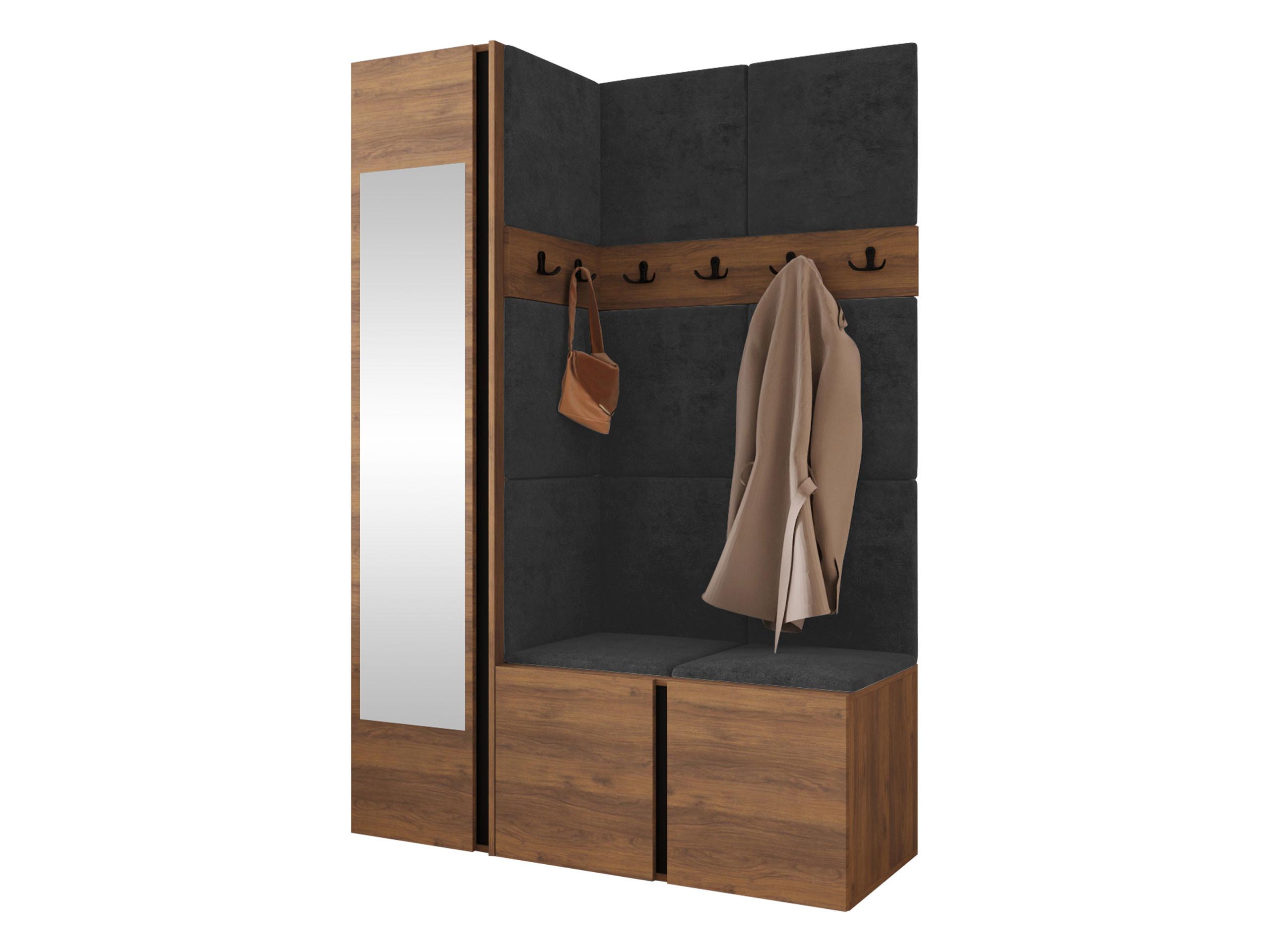 GARDEROBEN-SET Orion X - Anthrazit/Nussbaumfarben, Holzwerkstoff/Kunststoff (124/186/46cm) - MIRJAN24