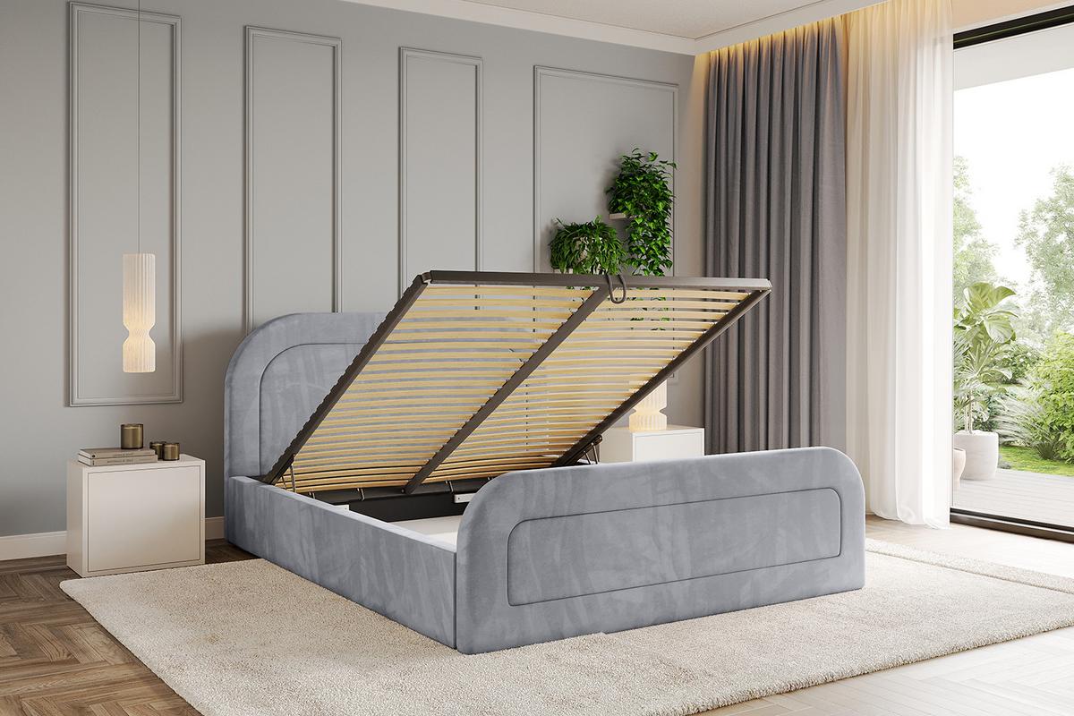 POLSTERBETT mit Bettkasten, Fußteil und Lattenrost, Boxbett mit Matratze H3/H4 - LERAY-Z 120x200 Hellgrau - Hellgrau, Holzwerkstoff/Textil (120/200cm) - ALTDECOR