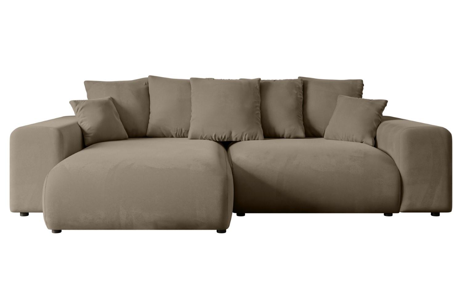 ECKSOFA Ottomane links ESKAR-L 266x176x72 Braun Velours - Schwarz/Braun, Holzwerkstoff/Kunststoff (266/176cm) - ALTDECOR