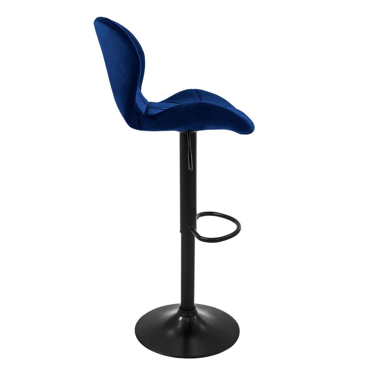 BARHOCKER 2er Set Blau aus Samt höhenverstellbar/drehbar - Blau/Schwarz, Textil/Metall (41/110/47cm) - ML-DESIGN