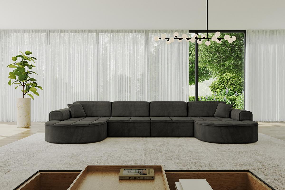 WOHNLANDSCHAFT TARO-U2 - 388x171x79,5 cm Schwarz - Schwarz, Holzwerkstoff/Textil (388/79.5/171cm) - ALTDECOR